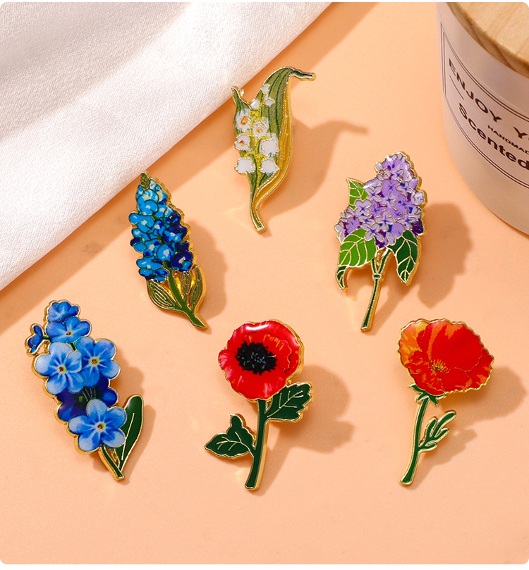 Alloy Material Elegant Lady Pin Flower Alloy Enamel Unisex Brooches