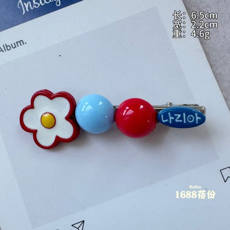 时尚红蓝撞色半圆花朵蝴蝶结发夹韩版高颜值少女心刘海侧边夹可爱|undefined