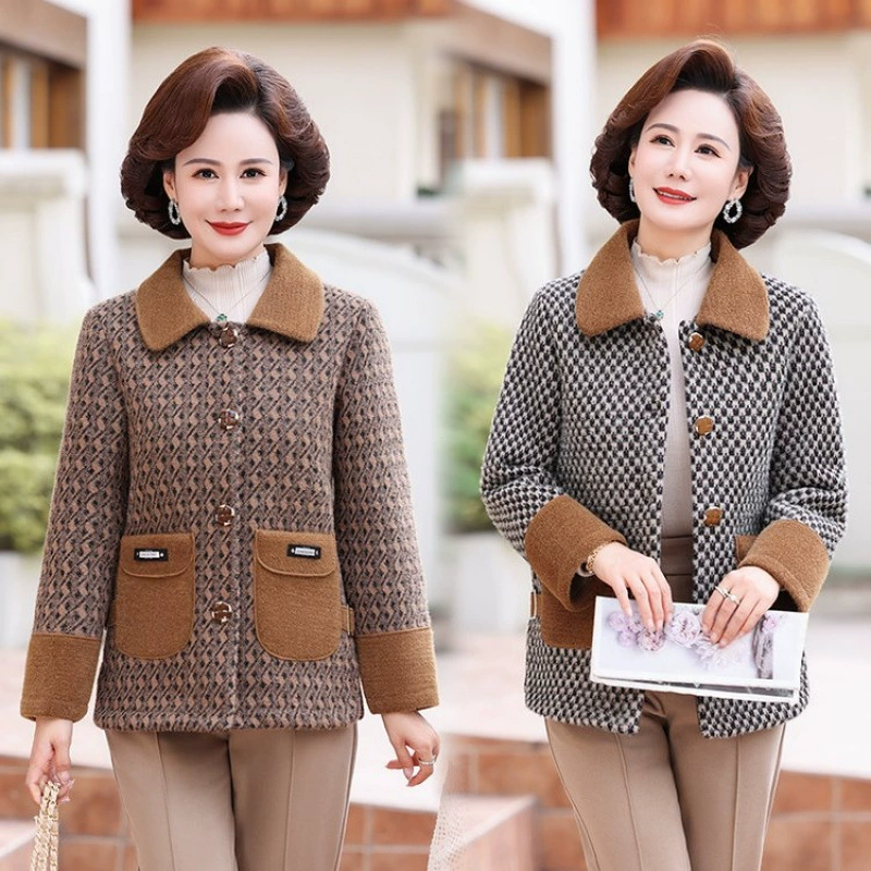 Зимняя одежда мамы средних лет плюс бархатная толстая норковая шерстяная куртка