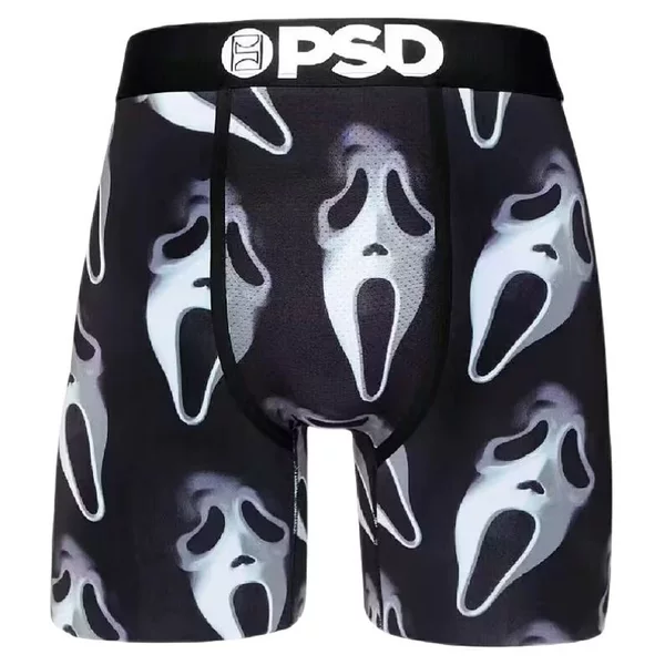 Psd Men's Ice Silk Boxer Briefs with Cartoon Print, Quick-Dry Sports Underwear, New Summer Trendy Shorts