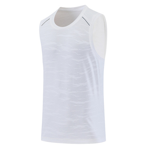 2024 Summer New Men's Running Top Reflective Dry Fit Loose Round Neck Fitness Top Training Shirt