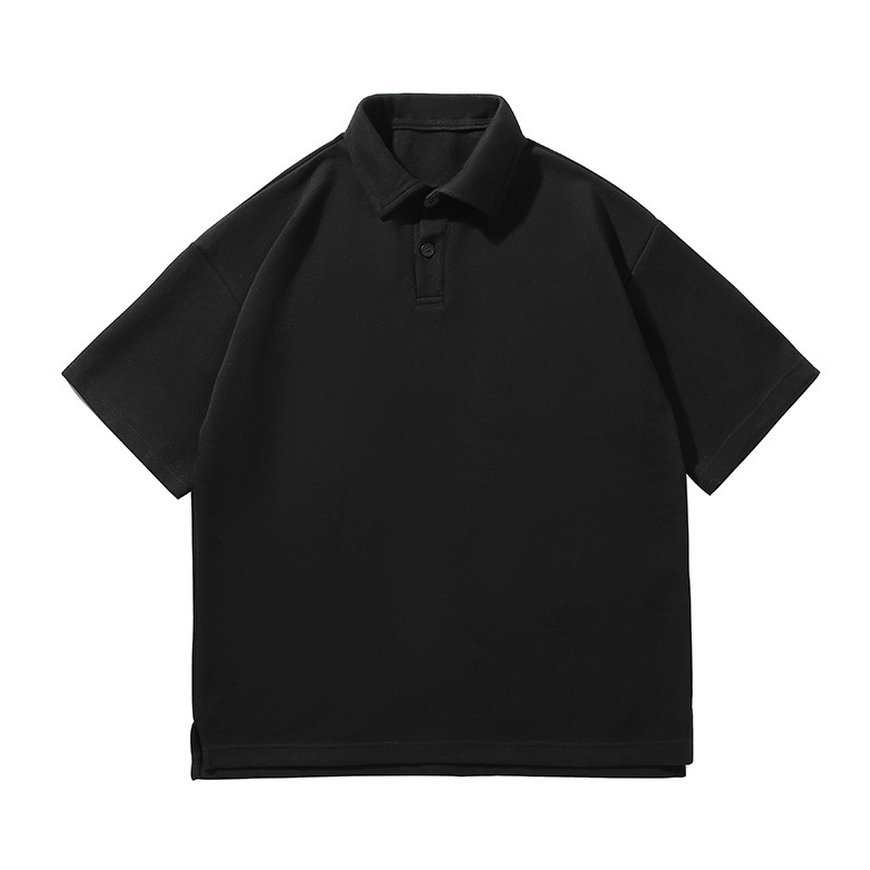 290グラム重ポンド潮牌襟シンプルpoloシャツtシャツオープン五分袖落肩ゆるい日系香港風polo|undefined