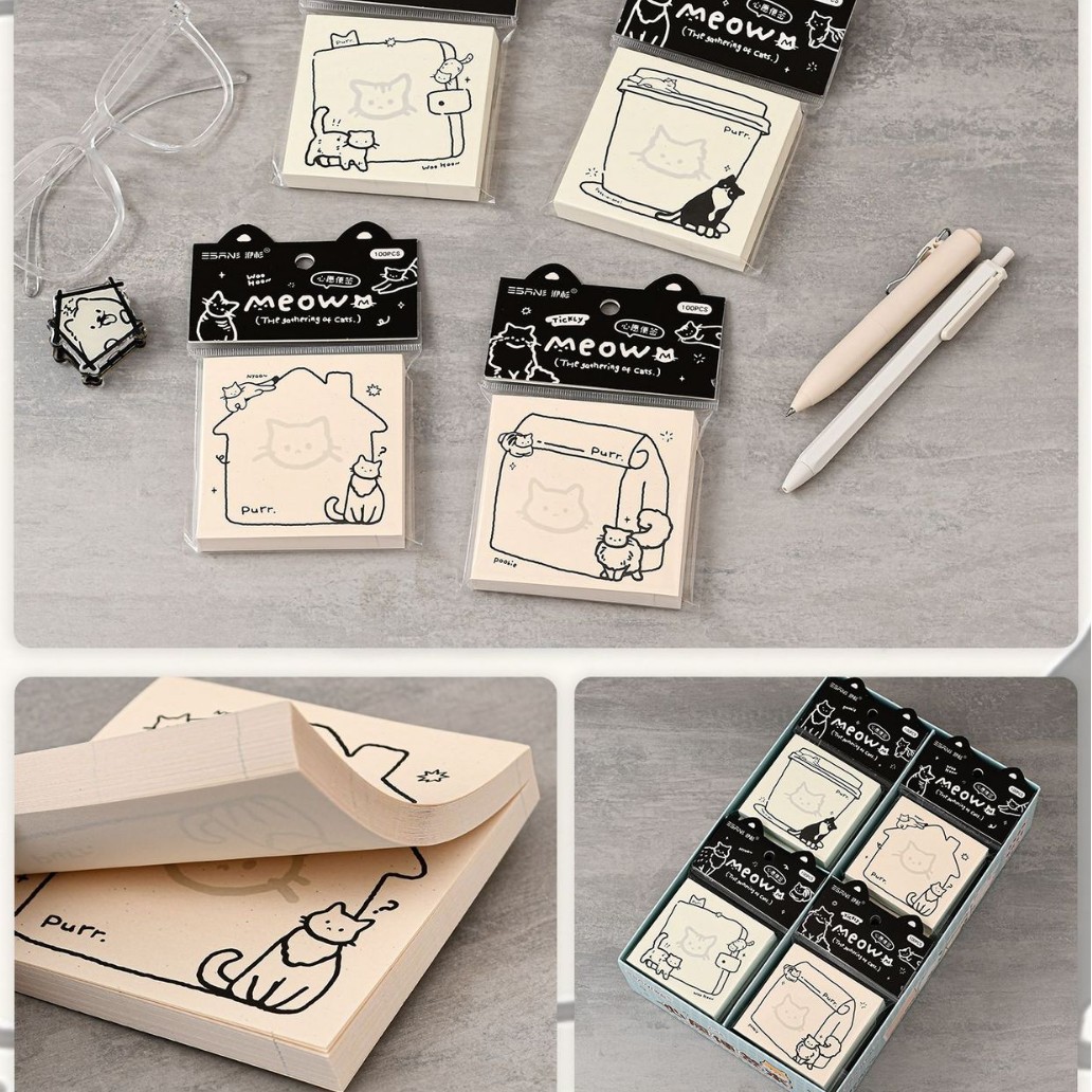 Inswind dibujos animados papel de notas no adhesivo cuaderno de notas de página de color para estudiantes de papel de notas de alto valor facial