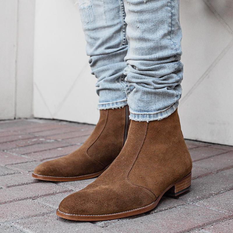 [in stock] 2025 New Anti-velvet Chelsea Boots British High-top Denim Men's Boots European and American Zipper Boots Men