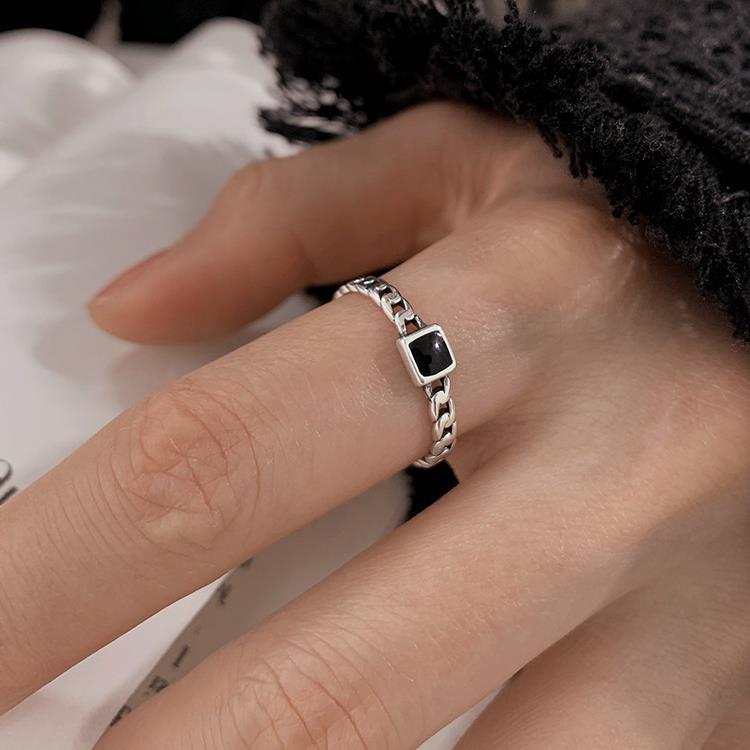black retro fashionable square universal ring
