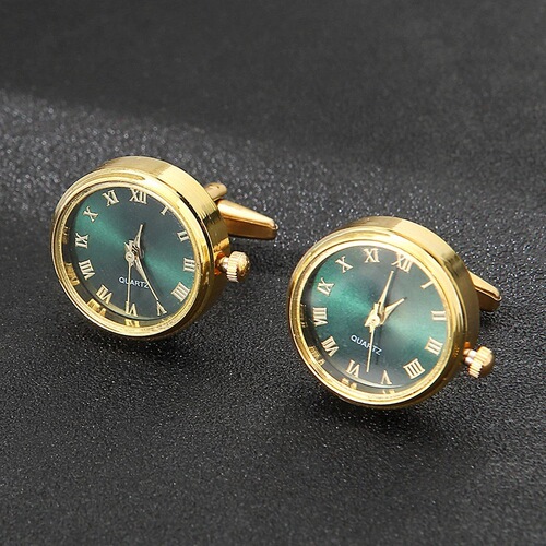 Men's Cufflinks Watch Functional Cuff Pins Formal Gifts Green Gold Clothing Shirt Accessories Stainless Steel Material