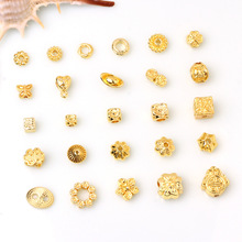 14k包金保色隔珠圆形花托串珠隔片 diy手链项链饰品配件散珠批发