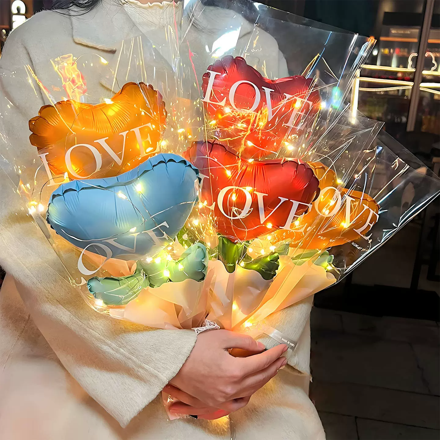 七夕情人节生日表白求婚爱心气球花束商场活动氛围仪式感拍照道具