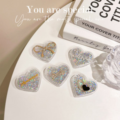 ins風亮片手機氣囊支架流沙炫彩背貼可伸縮愛心桌面支架看劇追劇