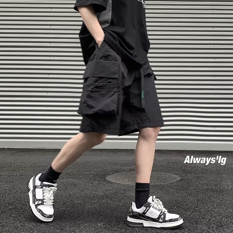 Men's Summer Thin Loose Casual Cargo Shorts American Style Trendy Retro Multi-Pocket Sports Shorts