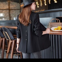 独立站亚马逊跨境西装外套女2025宽松小西服上衣花瓣袖设计长袖