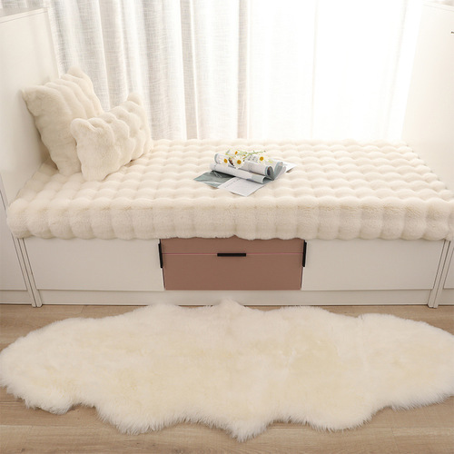 A set of  new style, high-end, fluffy, thick balcony cushions with a window sill pad, window sill blanket, and seat cushion.