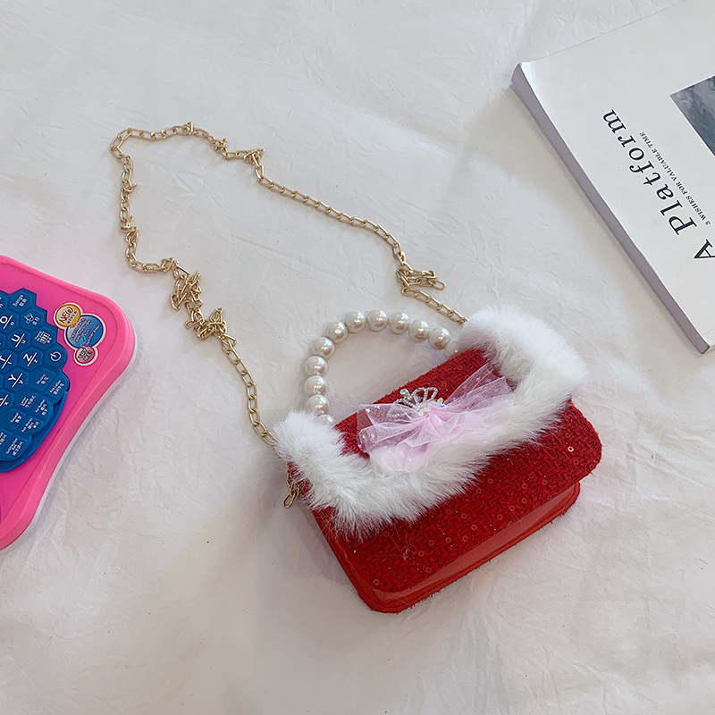 Bolso DE LOS NIÑOS estilo Chanel cadena bolsa de mensajero lindo bebé niña moda chica bolso de hombro moda perla