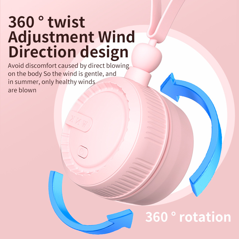 Mini USB Bladeless Neck Fan Portable Silent Turbine Small Fan With Lanyard_voghion.com
