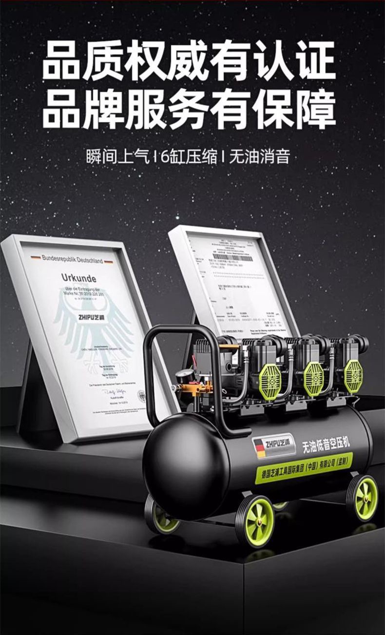 German Shibaura Air Compressor Air Pump Small 220V Air Compressor Oil-Free Bass Industrial Grade Woodworking High Pressure