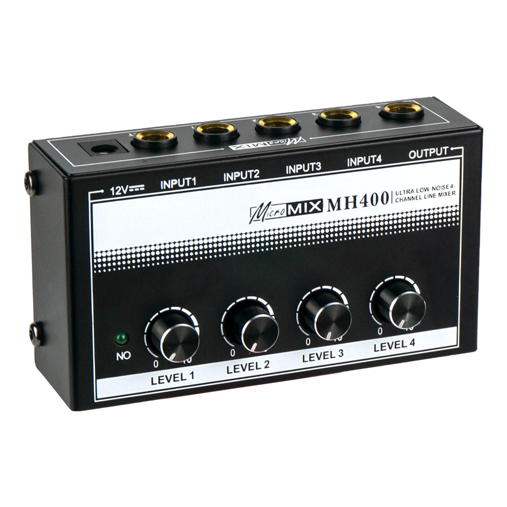 MH400 4Canales Mixer麥克風樂器音頻放大器集線器 混音器調音台