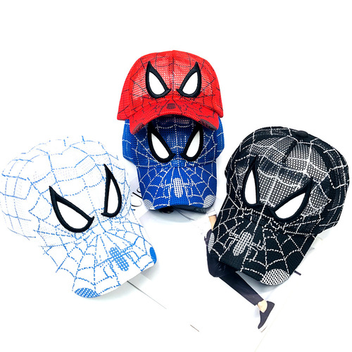 Spider Children Net Hat Summer Sun Protection Cap New Cartoon Baby Duckbill Hat Boy Sun Hat Wholesale