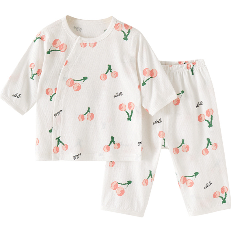 Bebé de verano set de manga media ropa delgada de algodón para niños niños niñas pijamas de aire acondicionado de verano bebé
