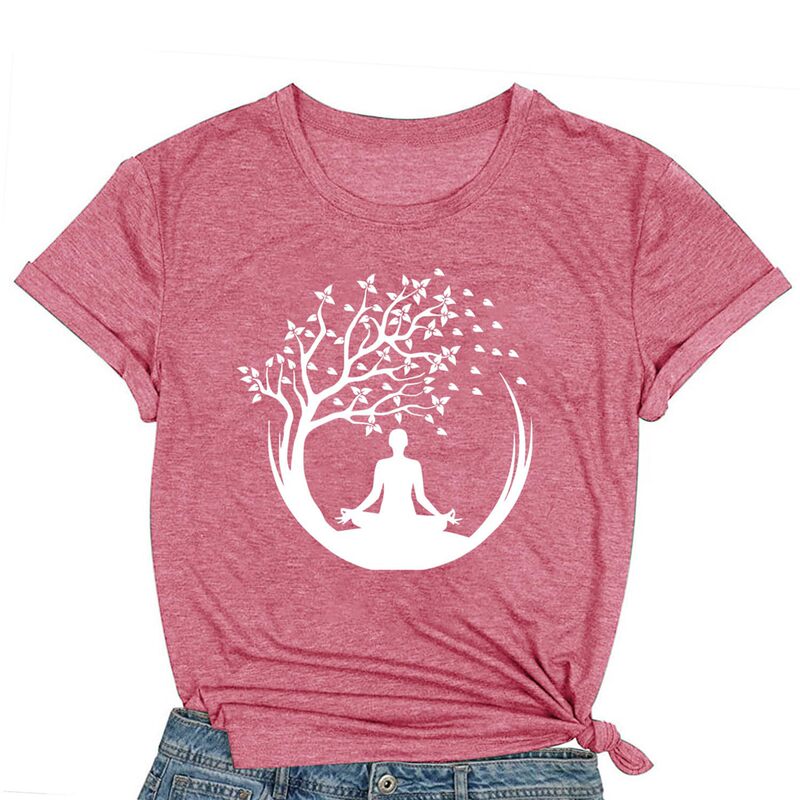 [Cross-Border European Code] Women's Yoga Shirt Fun Pilates Workout T-Shirt Yoga Meditation T-Shirt