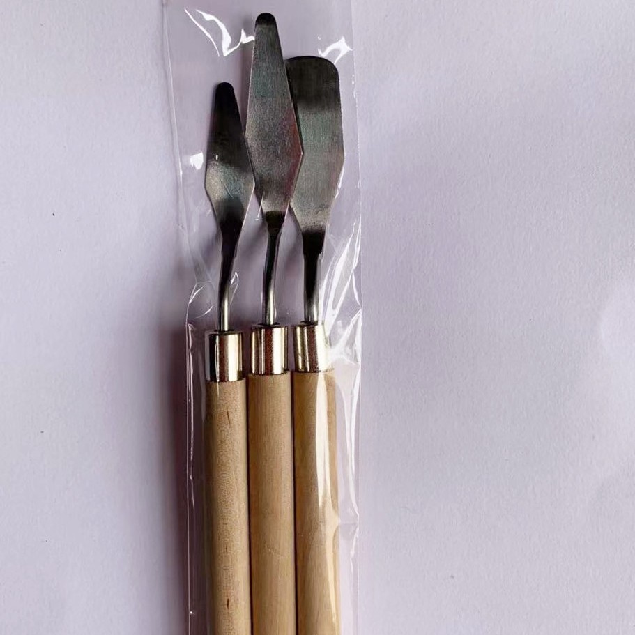 Cuchillo de pintura al óleo especial de arte, polvo de agua, pigmento de acrílico, cuchillo de selección de cuchillo de madera de acero inoxidable, cuchillo de toner de punta plana