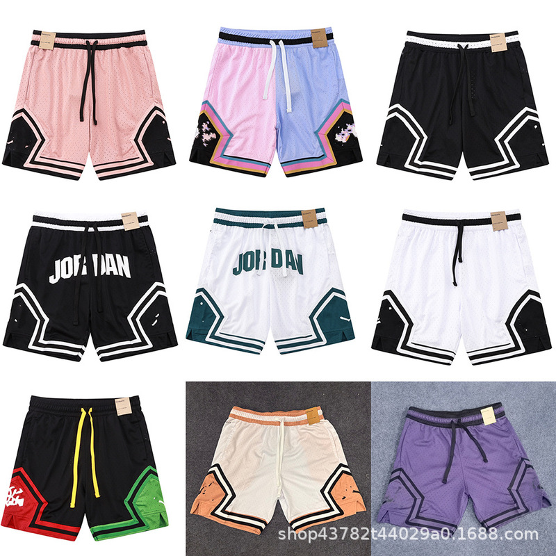 New American Basketball Aj Trapeze Shorts No More Than Knee-Length Quarter Pants Mesh Fitness Running Sports Pants Quick-Drying and Breathable