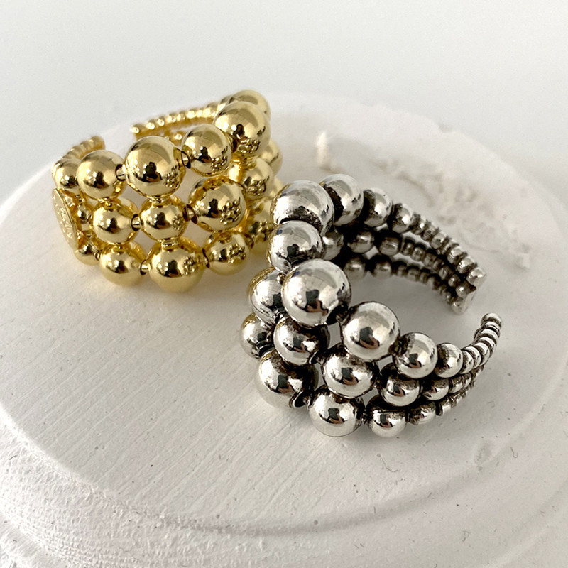 9g Weight 18K Gold Plated Plating Material 1 Piece Simple Style Ball Solid Color Alloy Plating Hollow Out 18k Gold Plated Women's Rings