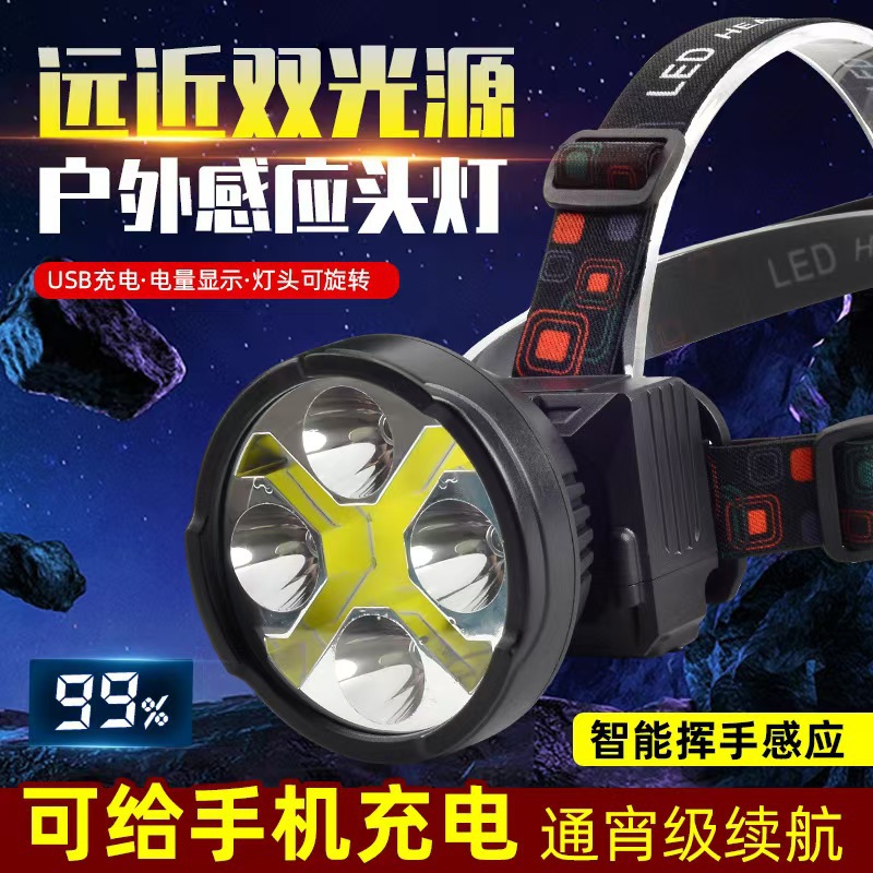 强光头灯大功率充电户外远射探照矿灯头灯白光远光led钓鱼灯批发