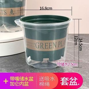 Green Flower Pot Automatic Absorbent Large Plastic Green Plant Special Water Storage Gallon Non-watering Transparent Outer Pot Lazy Pot