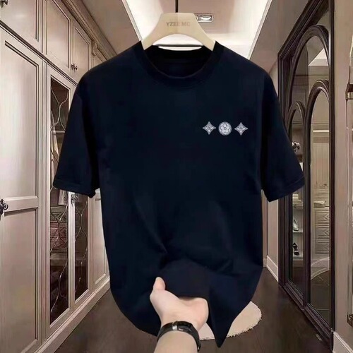 Summer heavyweight half-sleeve base shirt, Korean-style loose-fit top—men's trendy streetwear with cool, stylish printed short-sleeve T-shirt