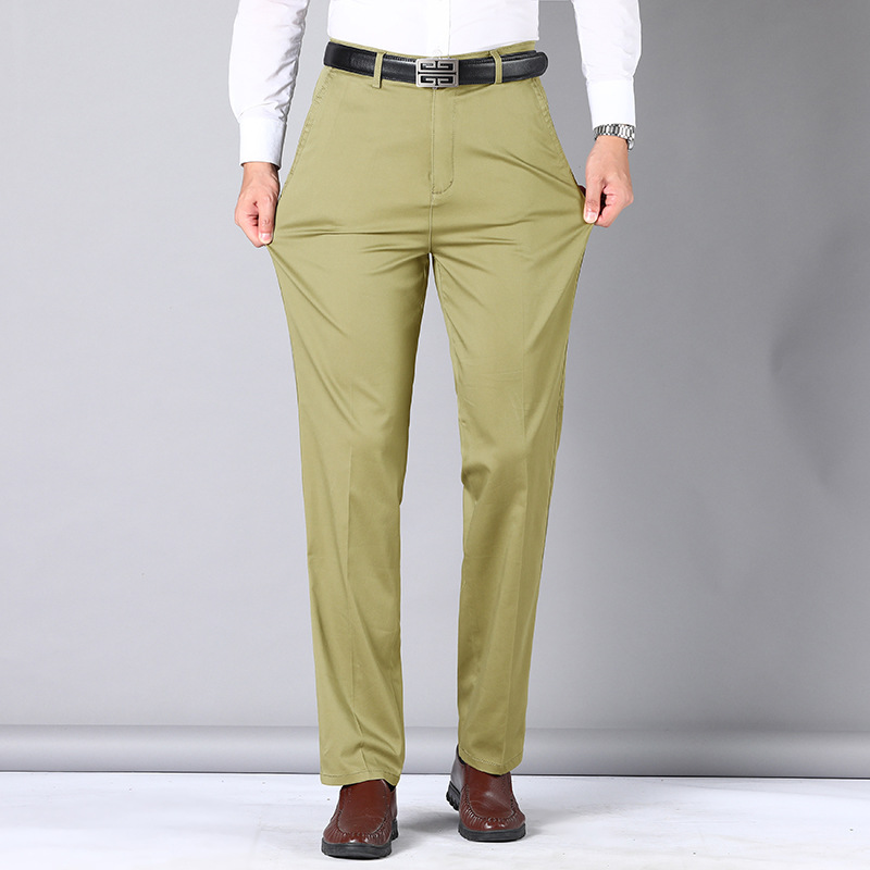 Spring cotton casual pants men's straight loose fashion business men's trousers cotton suit pants men's in stock pants