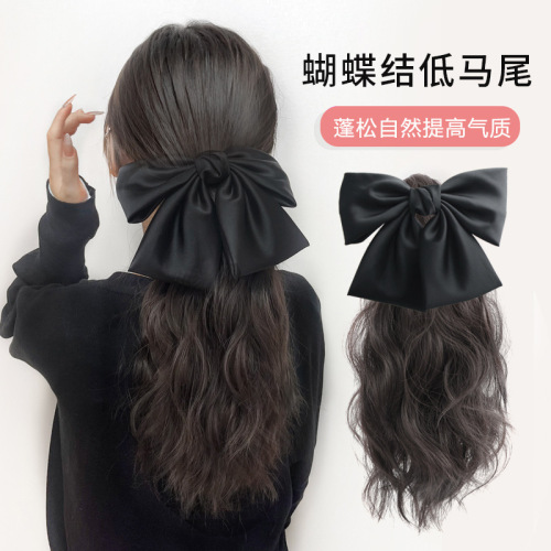Bow-Knot Wig Ponytail for Women, Natural Fluffy Curly Synthetic Ponytail Hairpiece with Braids