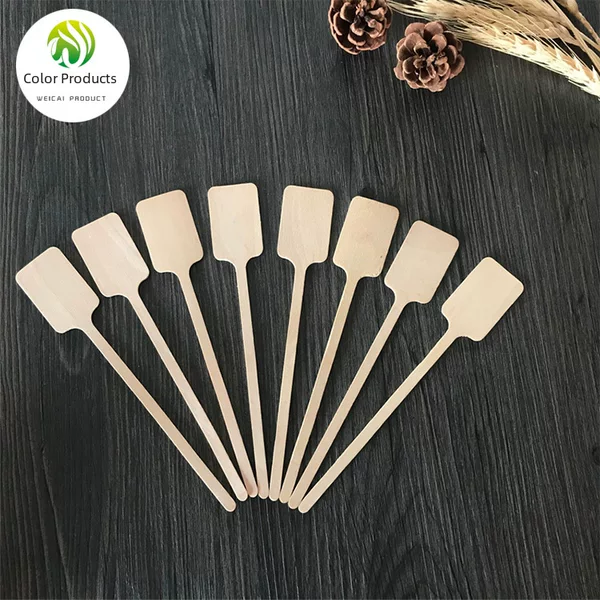 Factory Direct Sales Personalized Disposable Coffee Square Head Wood Stirring Stick Honey Drink 16cm Wood Chip Mixing Stick
