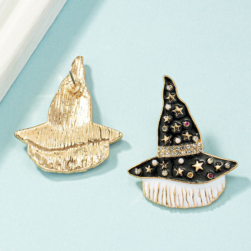 Festival Occasion 1 Pair Fashion Witch Hat Alloy Plating Artificial Pearls Rhinestones Halloween Women's Ear Studs