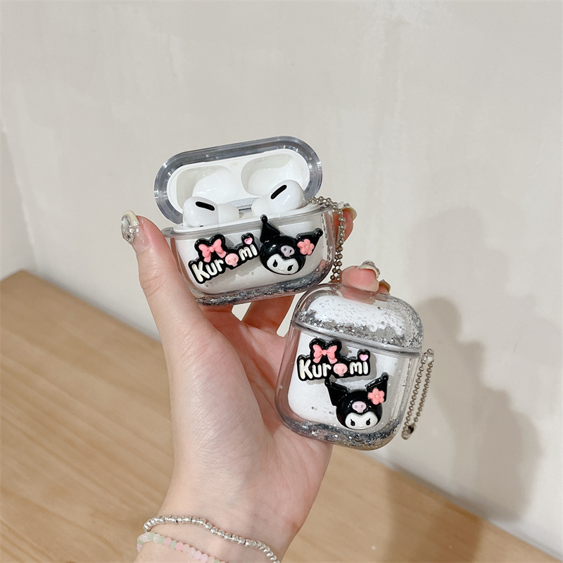 立體庫洛米AirPods pro2適用蘋果藍牙無線耳機套1/2/3代流沙硬殼