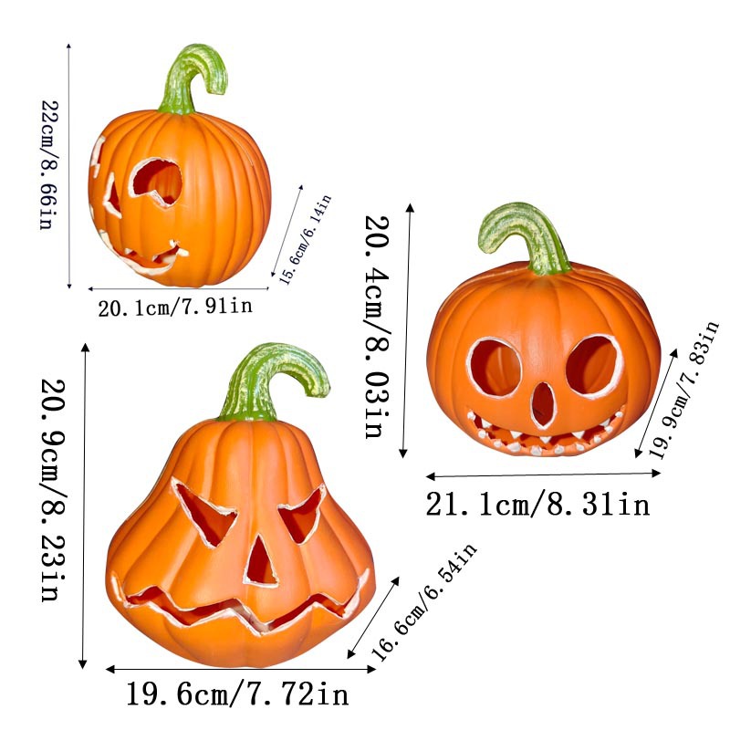 Lámpara de calabaza de plástico de Halloween atmósfera decoración decoración de baterías de calabaza