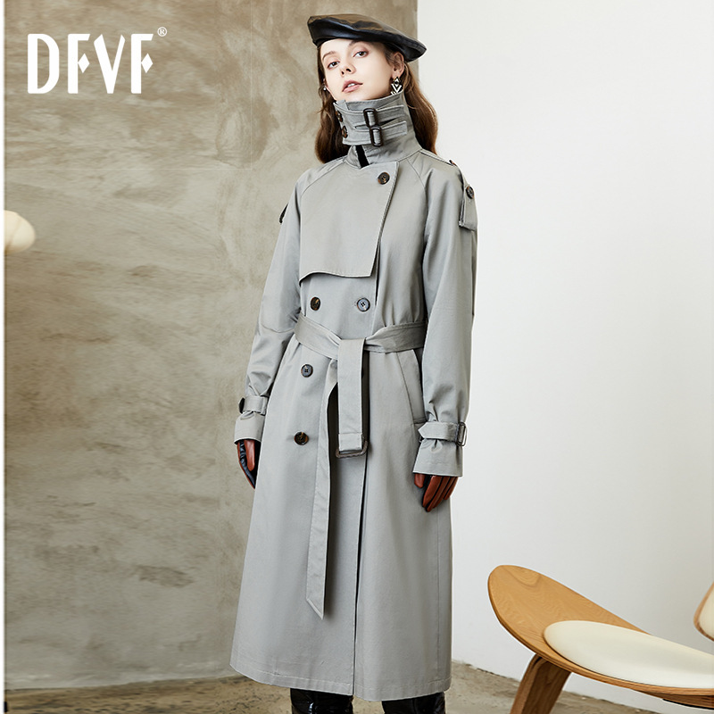 DFVF element knee long trench coat women's 2023 new popular Korean autumn and winter elegant waist slimming coat DFVF element knee long trench coat women's 2023 new popular Korean autumn and winter elegant waist slimming coat