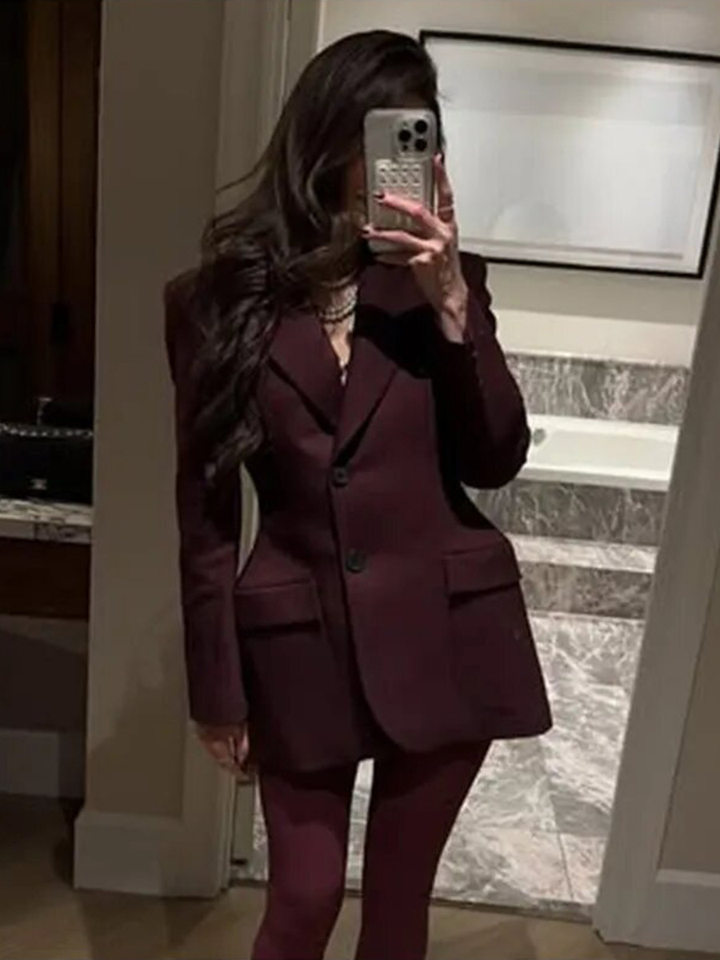 Áo vest nữ cổ chữ V dáng ôm eo tôn dáng, tay dài, phong cách công sở — Màu trắng, Màu đen, Màu đỏ rượu, màu nâu nhạt chi tiết 49