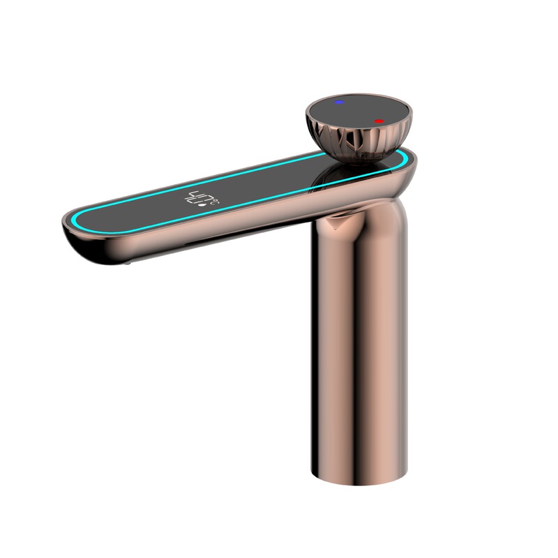 Cross-border all-copper digital display wash basin hot and cold faucet hotel apartment bathroom wash basin under the table single-hole faucet