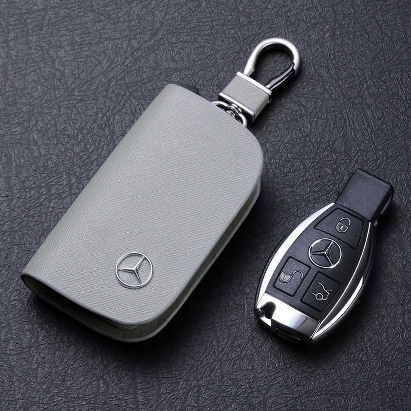 Mercedes-Benz Mercedes-Benz Car Key Case Genuine Leather for c200l E-Class e300 S350 (Static Rod/Key Bag) - light-grey