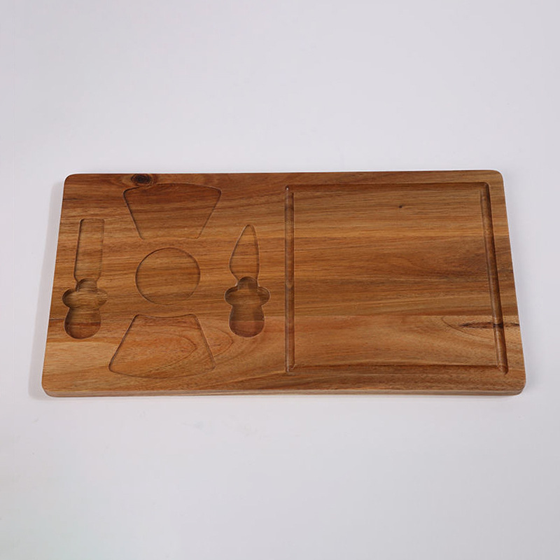 Junta de queso de madera multifuncional con cuchillo y tenedor de dipping platos tablero de escritorio de gran capacidad bocadillos tablero de pizza de carne