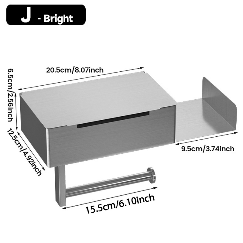 Transfronterizo Amazon caja de pañuelos de acero inoxidable negro titular de teléfono móvil baño Baño montado en la pared titular de rollo de tejido