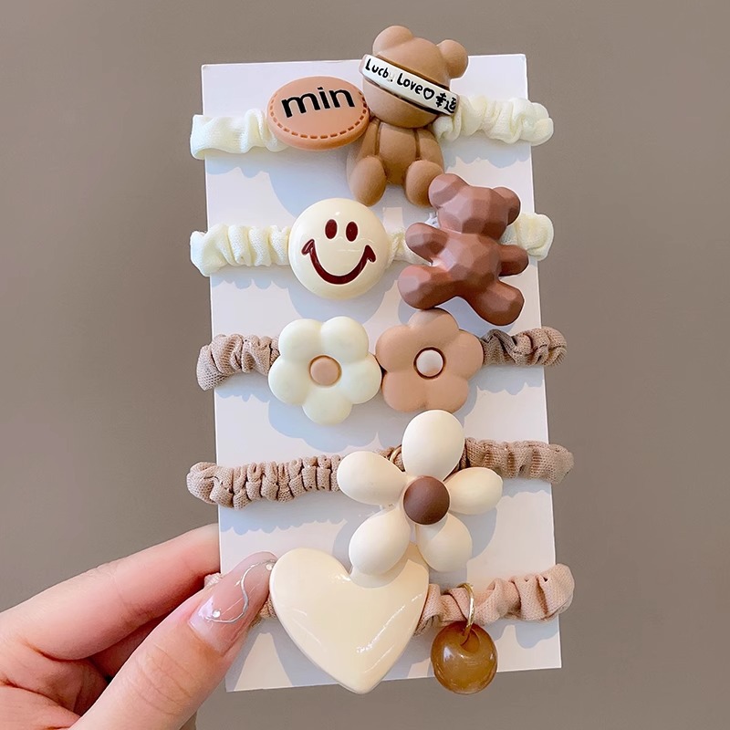 Cuerdas de cabello de color leche para niños flores anillo de cabello arco de goma para niñas no lastimar el cabello banda de goma para el cabello para niñas