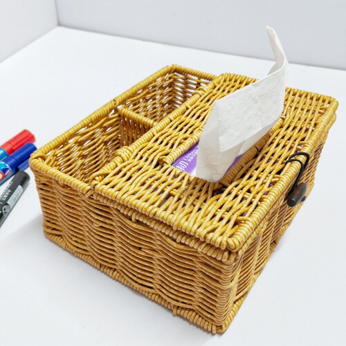 Multifunctional paper towel box desktop plastic tissue box living room remote control bathroom tissue storage box rattan basket