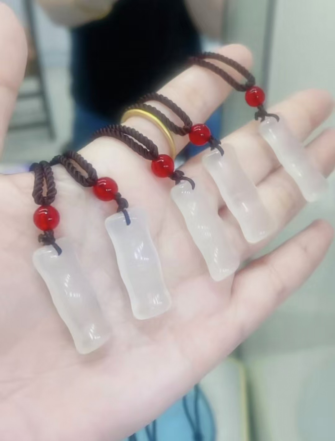 대나무 칼세도니 + 붉은 구슬 밧줄