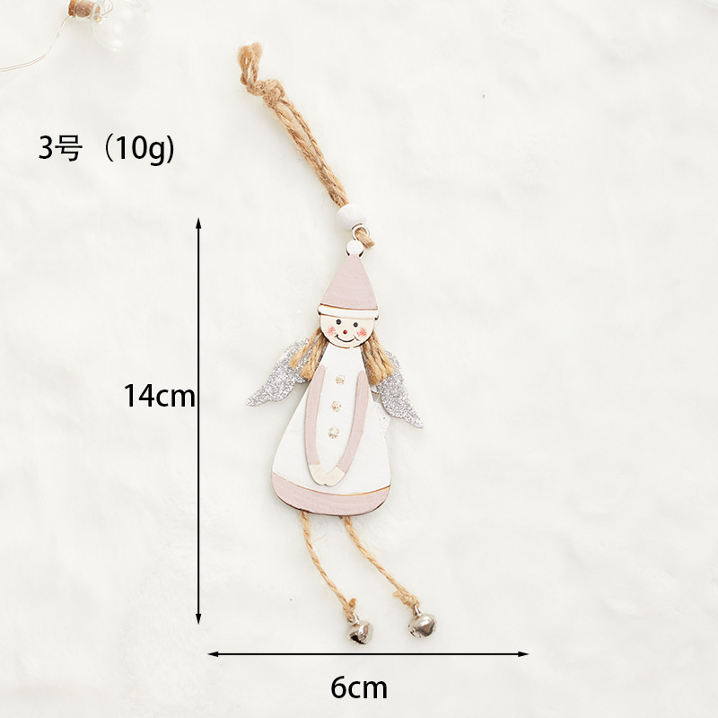 Angel rosa chica de madera Navidad colgante decoración de Navidad colgante hombre viejo muñeco de nieve decoración de alce