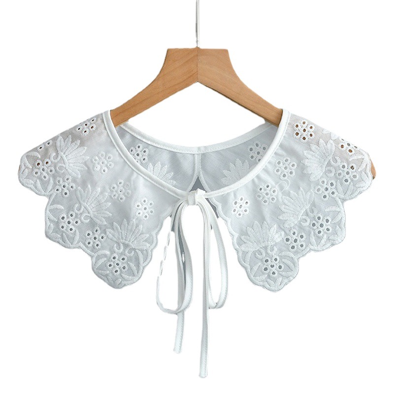 Fake Collar Women's All-match Dress Short-sleeve Outer Shawl Decorative Three-dimensional Embroidered Collar Flower