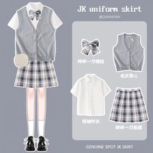 jk制服学院风衬衫裙套装女夏装正版小个子短袖衬衣百褶裙学生班服