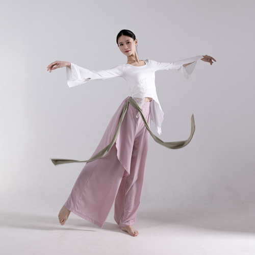 Modern dance practice top long sleeve form training clothing, classical dance women's loose wide-leg pants