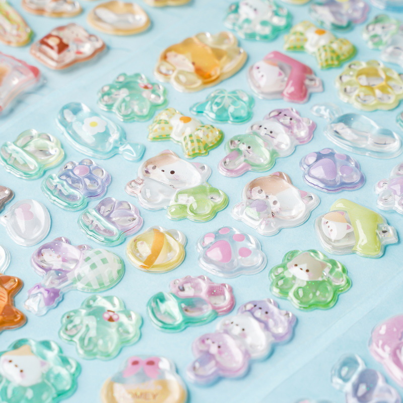 Pegatinas de relieve transfronterizas personalizadas animadas para niños animales 3D estampado estampado cristal divertido pegatinas de decoración de caso de teléfono móvil