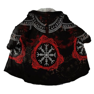Amazon's Best-Selling Winter Men's Cape Artistic Print Windproof Viking Hooded Coat Handsome